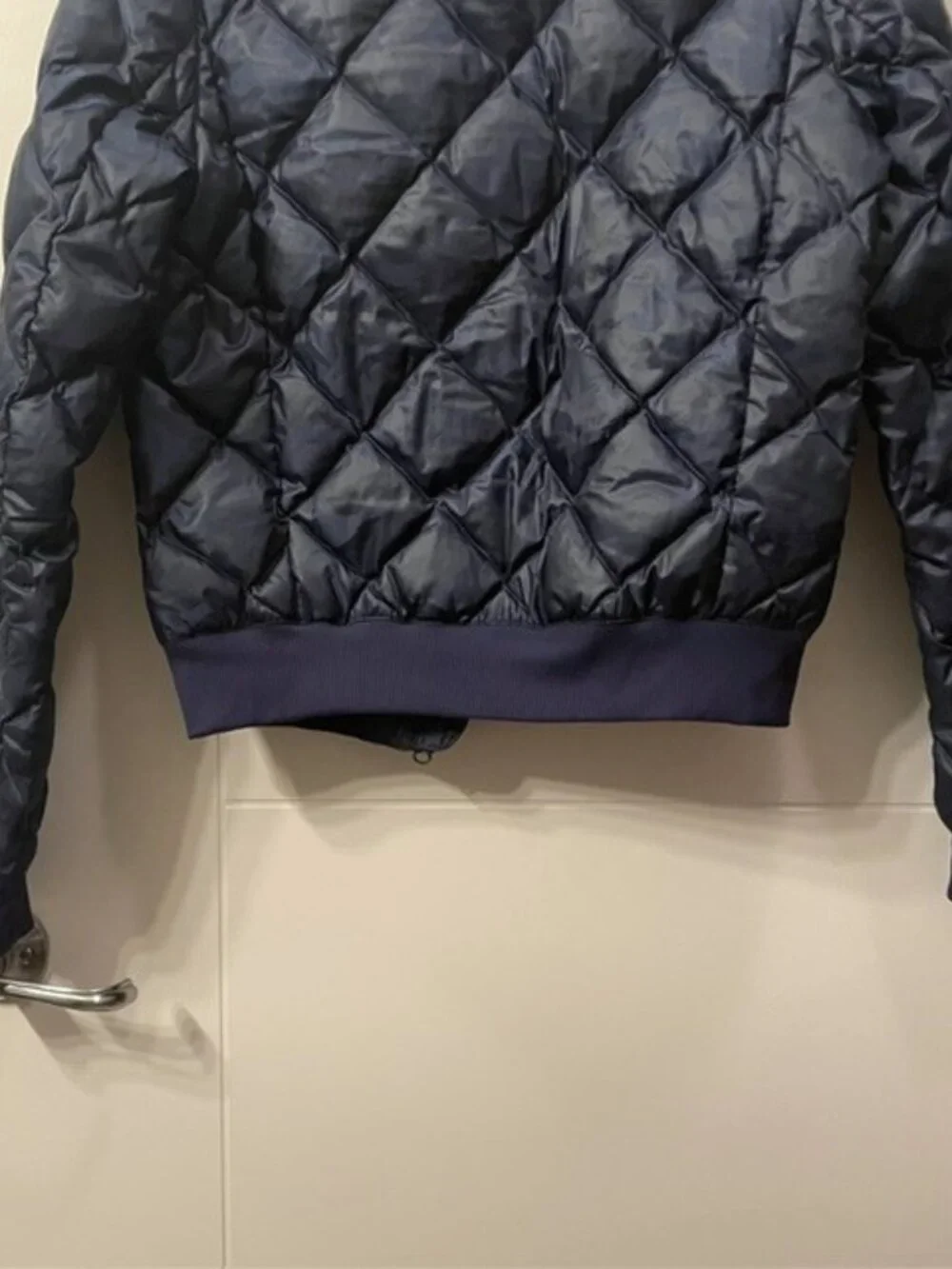 Alo Yoga Idol Quilted Bomber Jacket Down Puffer Navy Blue Camo Size XS
